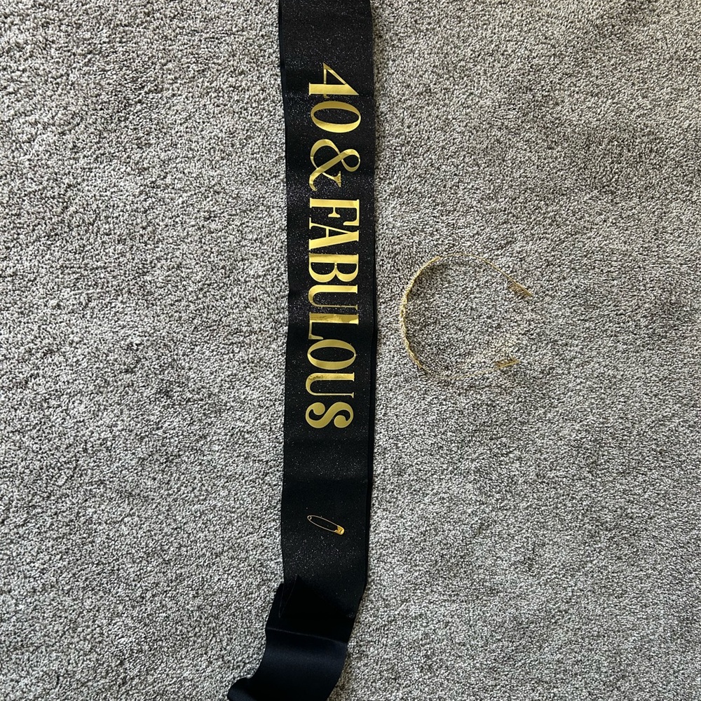 40 & Fabulous Black and Gold Celebration Sash and Crown for birthday